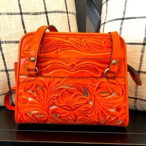 Patricia Nash Satchel genuine tooled cutout leather